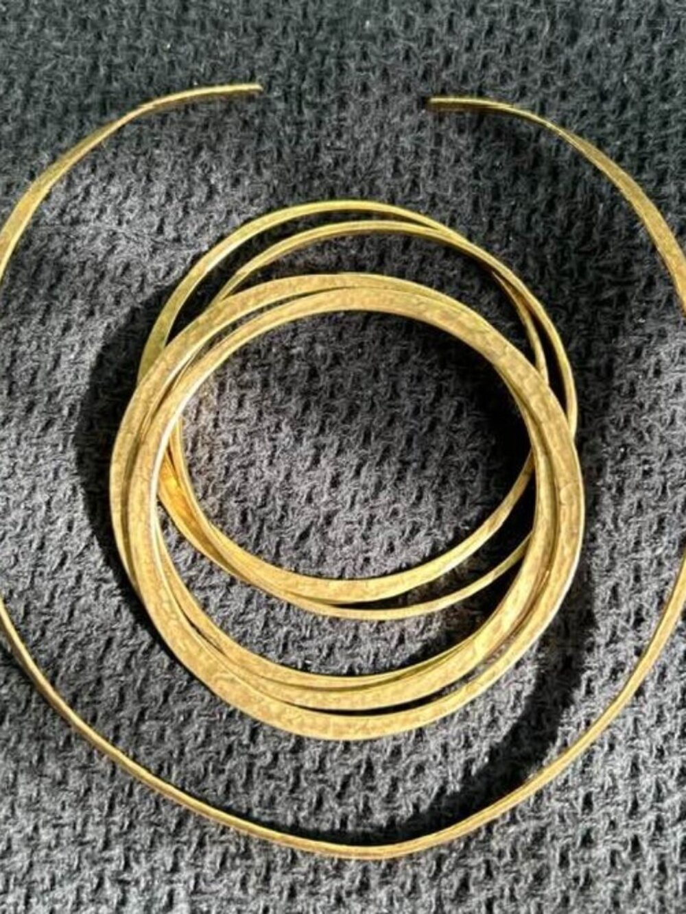 Hammered gold tones choker and bracelets